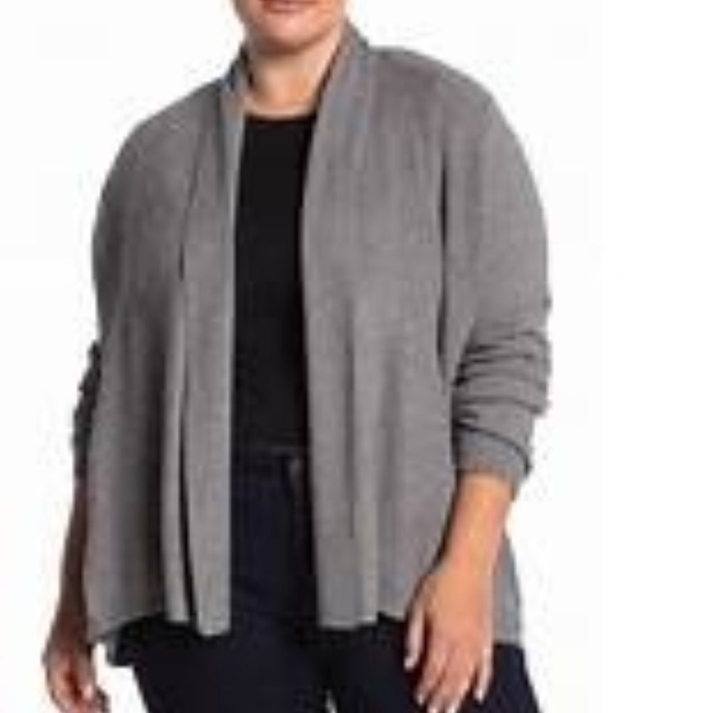 Cyrus Draped Open Front Stretch Long Sleeve Medium Heather Gray Cardigan